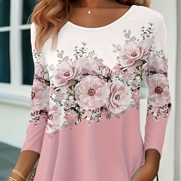 Floral Print Color Block Top - Picture 9 of 11